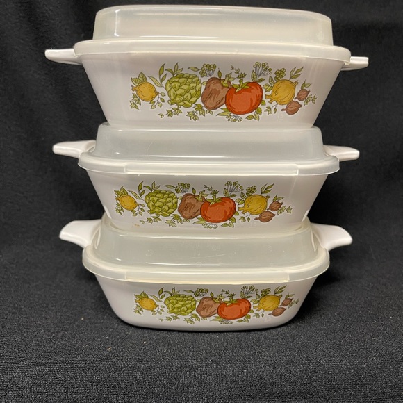 Corningware Spice of Life  petite pans SET OF 3 WITH COVERS 1 3/4 cup P-41-B - Picture 2 of 7
